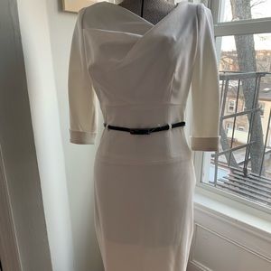 Black Halo white belted dress, sz 10 $345